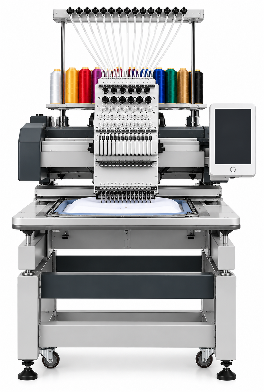 Commercial Single Head 15-Needle Embroidery Machine - angle view
