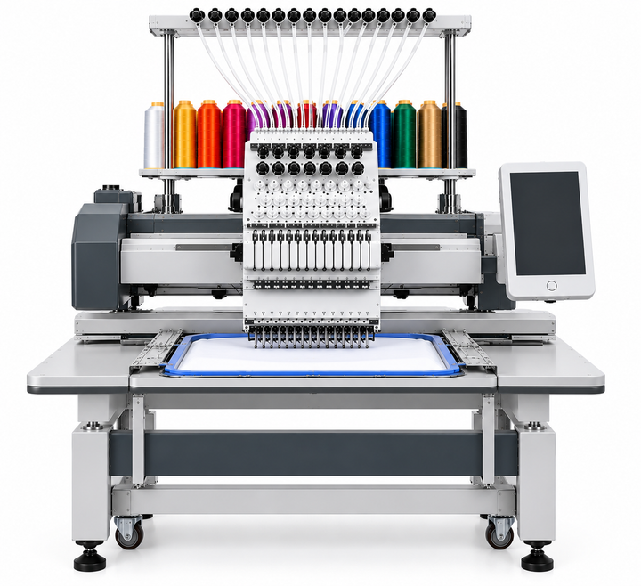 Commercial Flat Embroidery Machine - 15-Needle Single Head