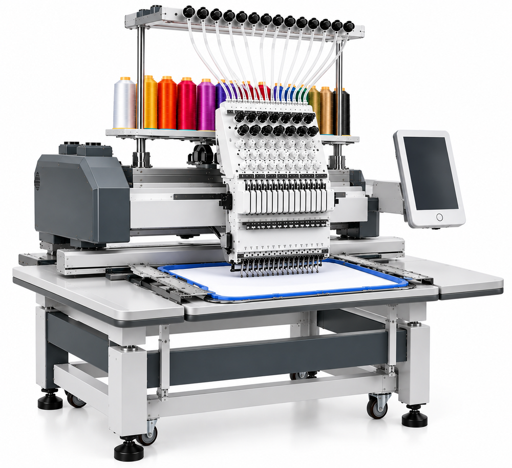 Commercial Flat Embroidery Machine - angle view